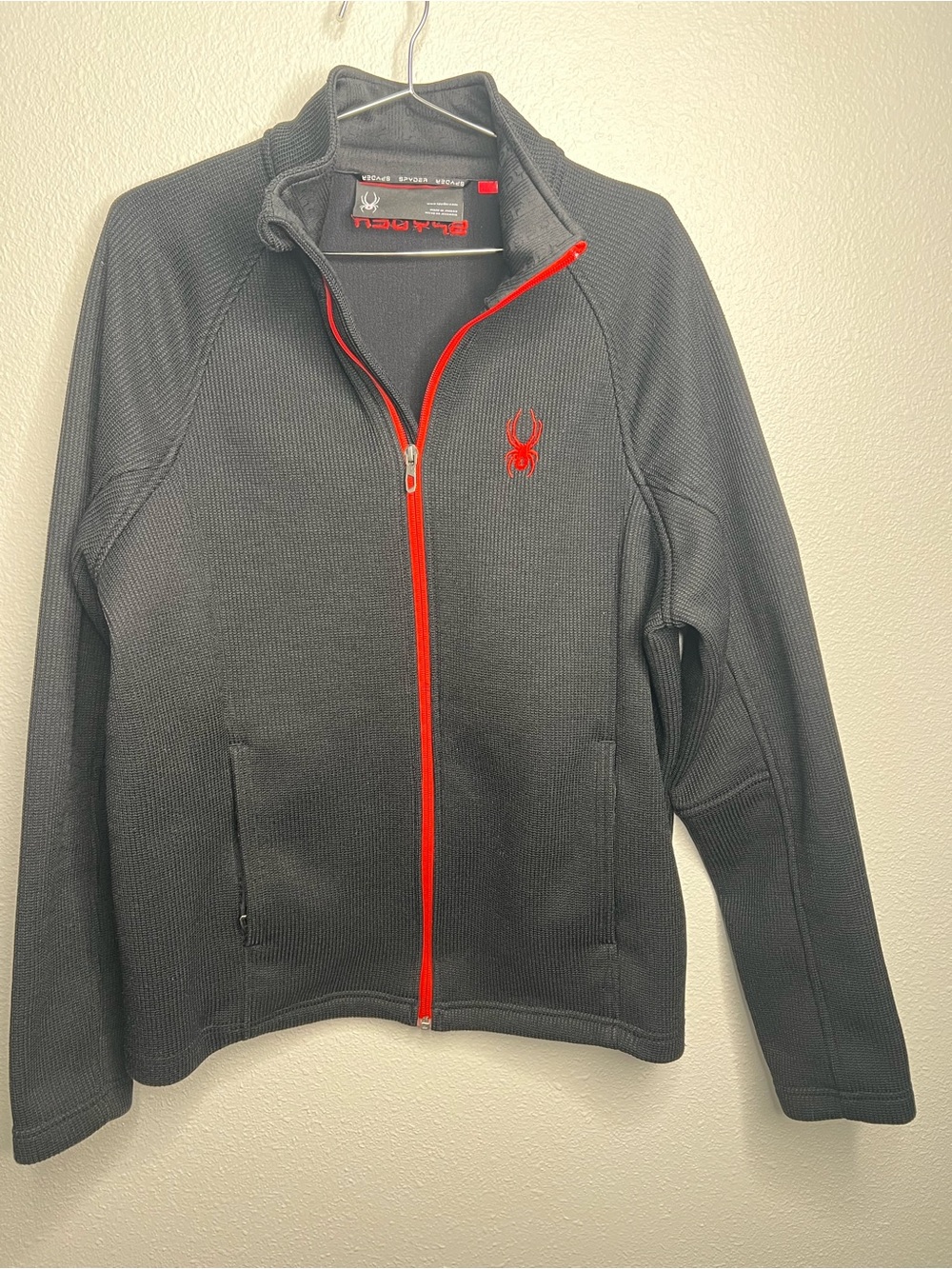 Spyder Black Zip-Up Sweater with Red Accents